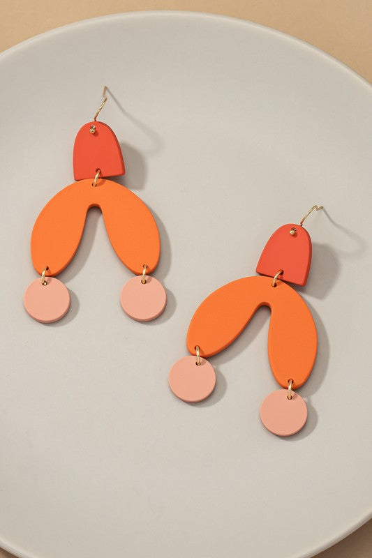 Multi Color Arch Drop Earrings