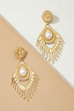 Lightweight Metal Peacock Feather Drop Earrings