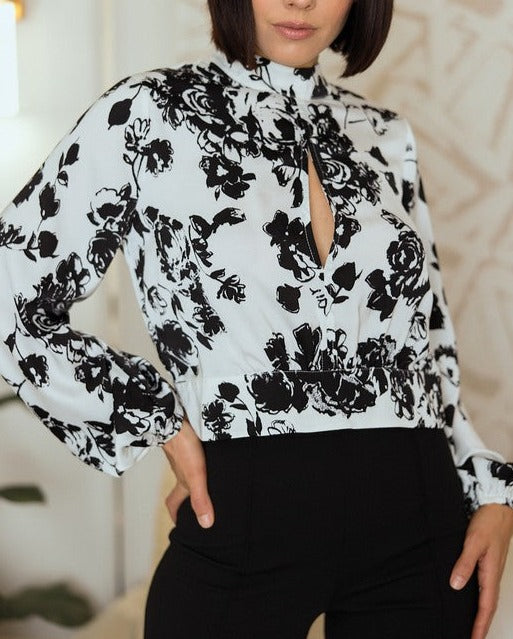 Floral Print BW Top