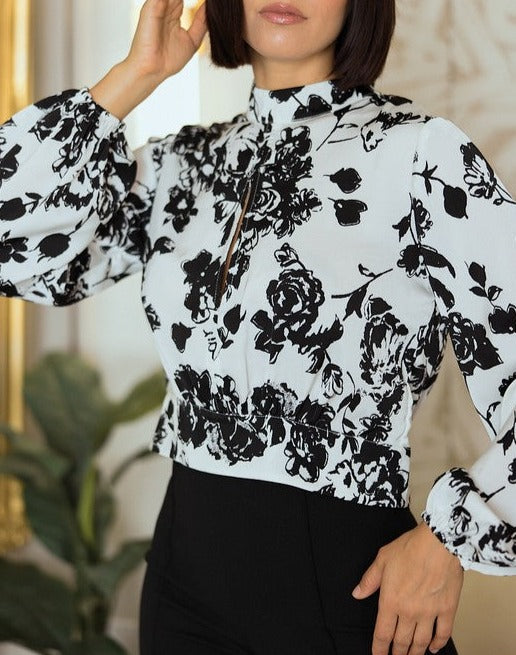 Floral Print BW Top