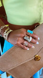 Semi Precious Rectangle Stone Ring (Pick Color)