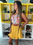 Drawstring Gored Hem Skirt