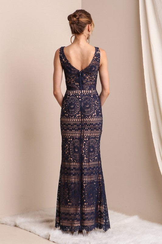 Lace Embroidered Formal Dress