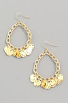 Gold Chain Teardrop Disc Chandelier Earrings
