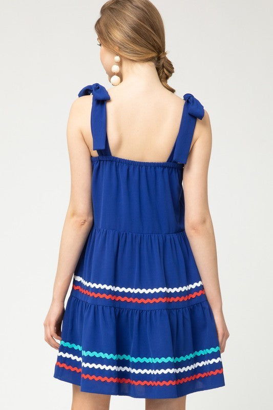 Royal Blue Tie Straps Dress