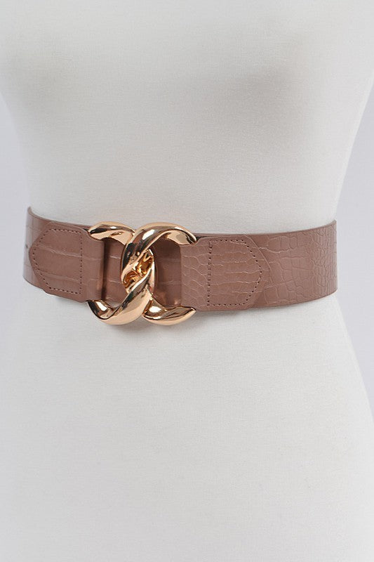 Faux Croc Leather Waist Belt