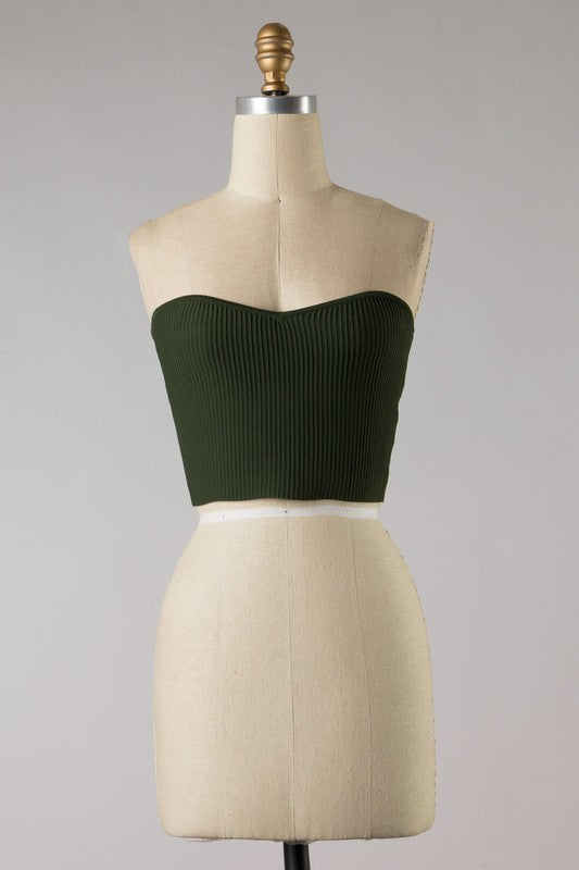 Strapless Olive Crop Top
