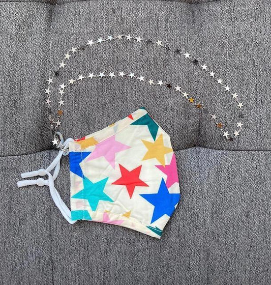 Multicolor Mask with Silver Star Pattern Magic Chain 2 in 1