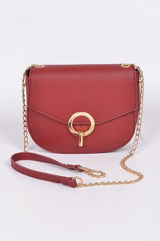 Burgundy Solid Ring Mini Clutch