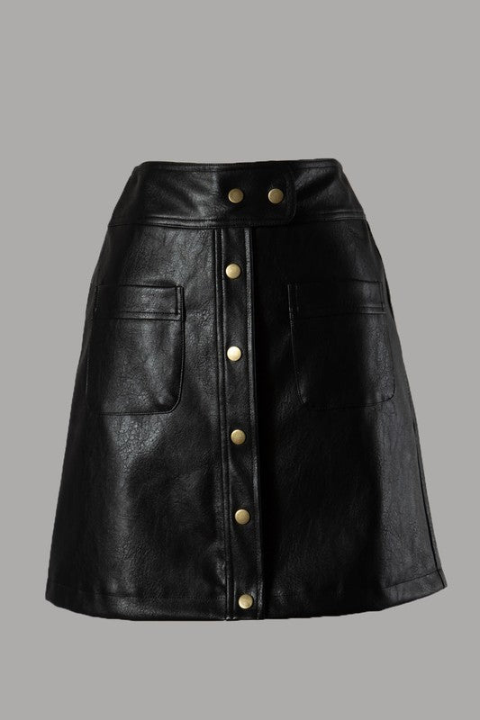 Black Leather Style Skirt