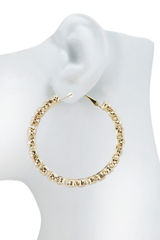 Bold Rhinestone Hoop Gold Earring