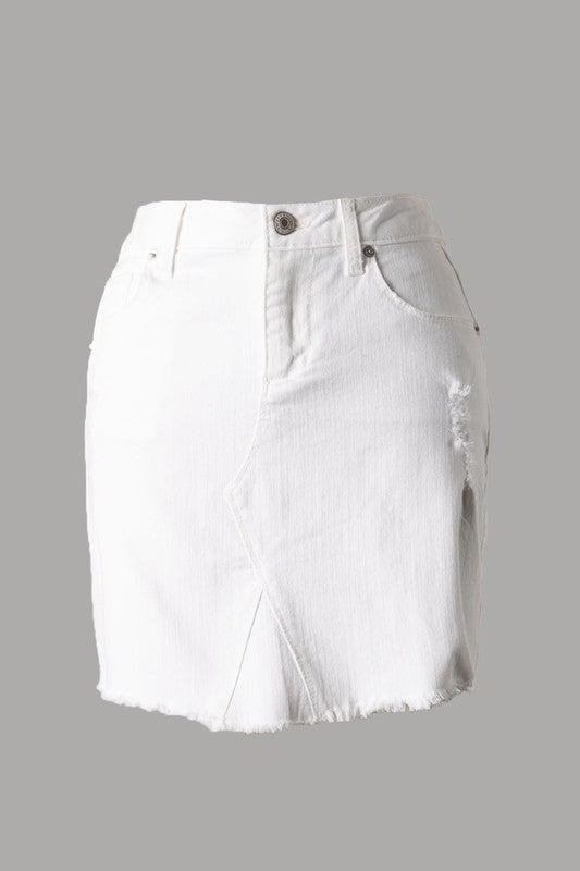 White Denim Skirt