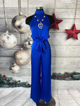 Royal Blue Satin Jumpsuit