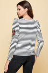Embroidered Tiger Details Stripes Top