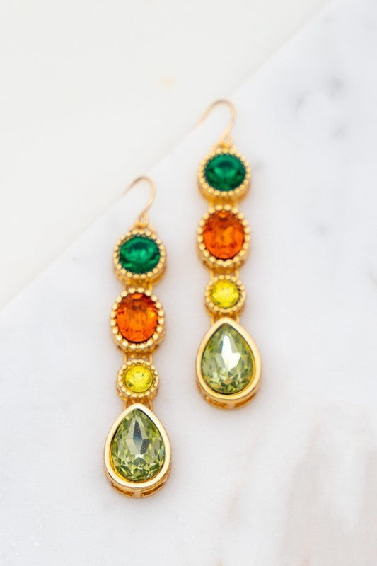 Gem Stone Linear Earrings