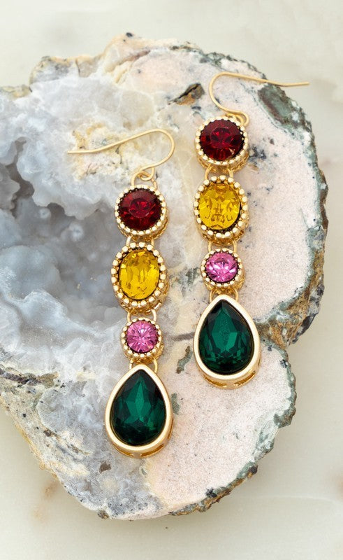 Gem Stone Linear Earrings