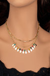 Three Layer Multicolor Oval Charms and Beads Necklace