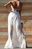 Lace Double Slit Maxi Dress