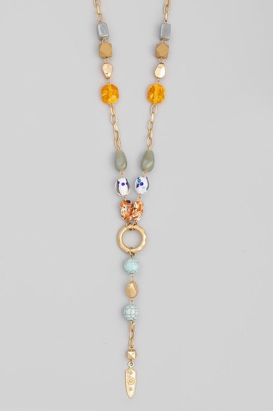 Semi Precious Bead Lariat Necklace