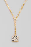Semi Precious Square Stone Pendant Necklace