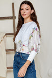 Spring Floral Print Dolmen Sleeve Top