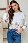 Spring Floral Print Dolmen Sleeve Top