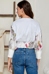Spring Floral Print Dolmen Sleeve Top
