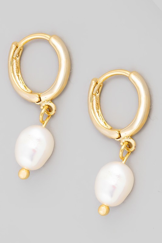 Pearl Drop Huggie Earrings