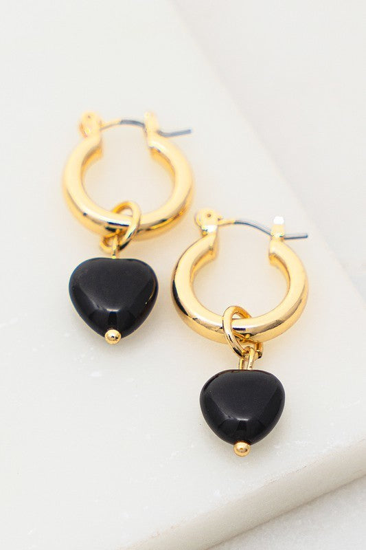 Huggie Hoop with Heart Earrings