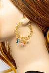 Chunky Chain hoop Various Charm Earrings