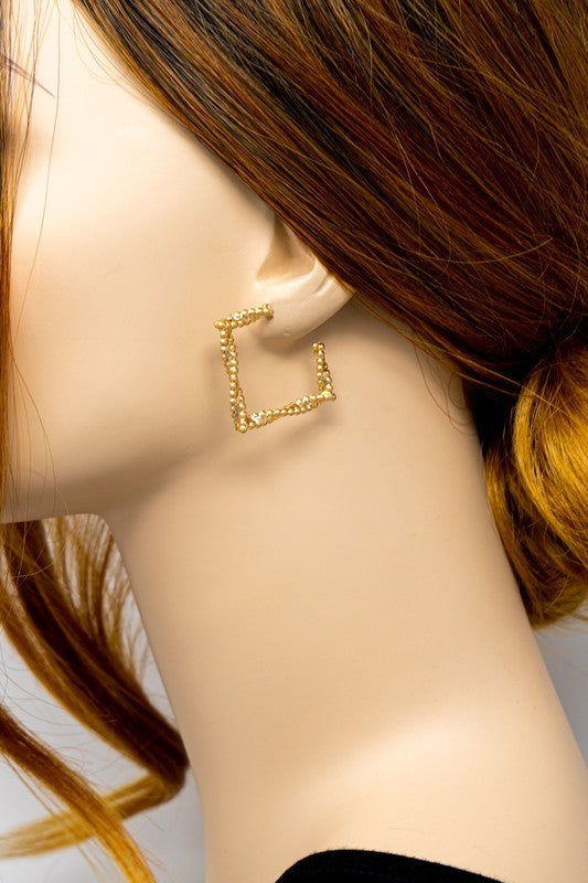 Twisted Chain Square Hoop Earrings (Pick Color)