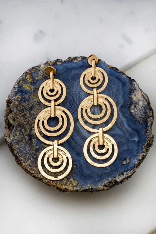 Hammered Circular Dangling Earrings