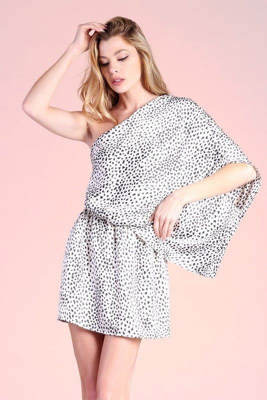 Satin One Shoulder Short Dress