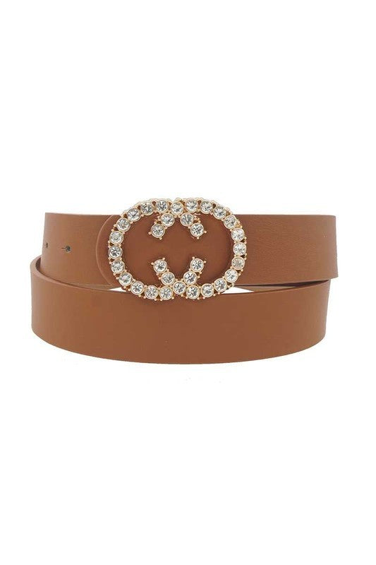 Rhinestone Double Open O Buckle Belt (Pick Color)