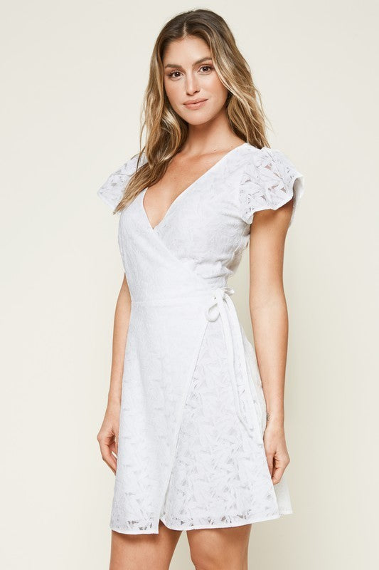 Lace Wrap Short Dress