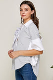 Striped Ruffles Sleeves Blouse Top
