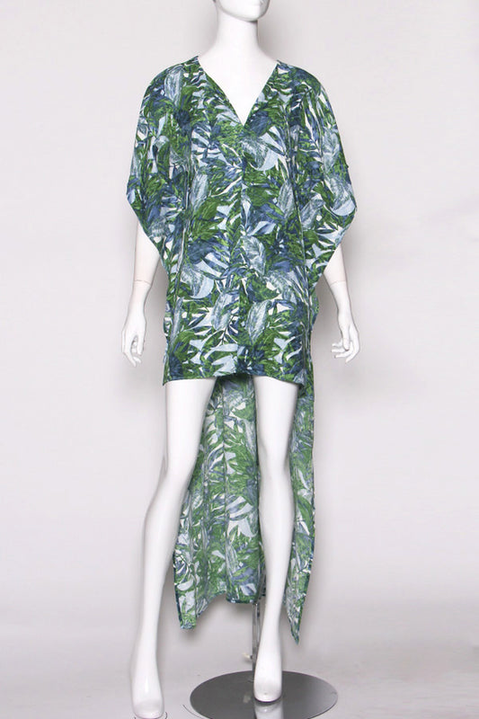 Jungle Leaf High Low Caftan Dress