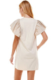 Knit Ruffle Sleeve Short Dress