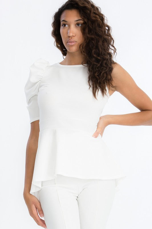 One Shoulder Peplum Top