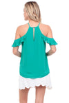 Cold Shoulder Pleat Blouse
