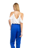 Cold Shoulder Ruffle Blouse (Pick Color)