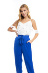 Cold Shoulder Ruffle Blouse (Pick Color)