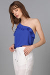 One Shoulder Double Strap Ruffle Top