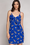 Strappy Front Ruffle Print Dress