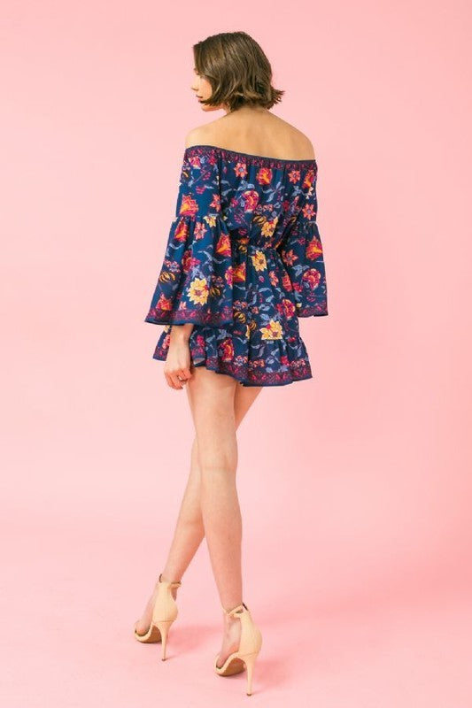 Floral Printed Off Shoulder Romper