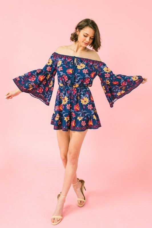 Floral Printed Off Shoulder Romper