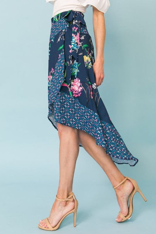 Floral Print SharkBite Skirt