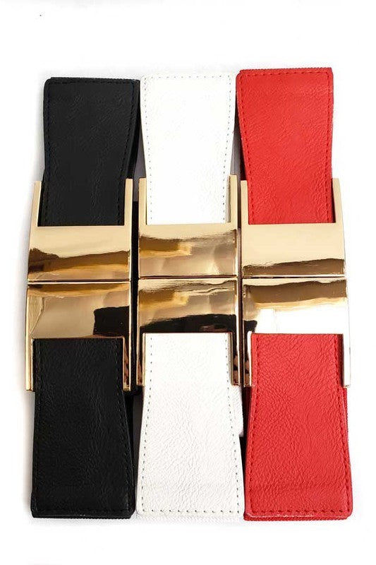 Gold Buckle Elastic Belt (Pick Color)