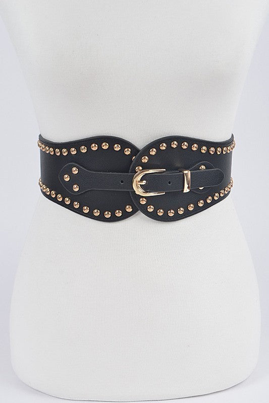 Studded Wide Stretch Belt (Pick Color)