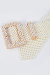 Elastic Pearl Square Buckle Belt